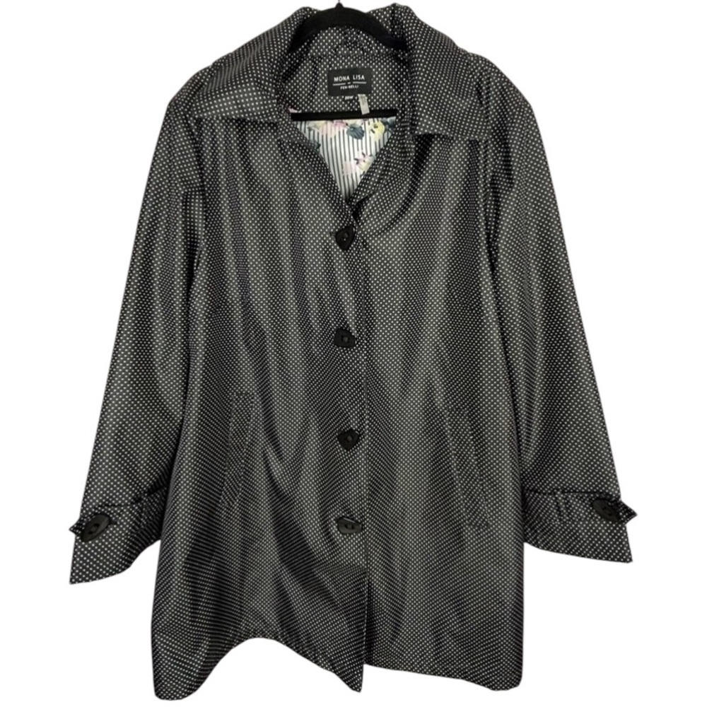 Mona Lisa by Fen-Nelli Classic Retro Vibe Black White Polka Dot Raincoat 20W